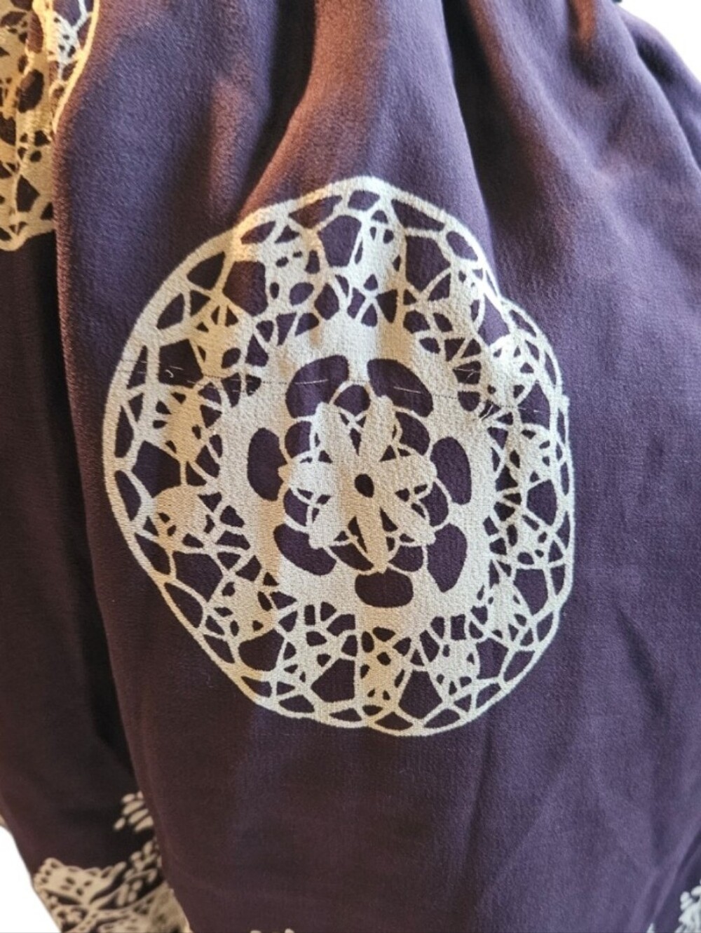 Anna Sui for Anthropologie Silk Skirt - Purple Doily Print - Picture 6 of 6